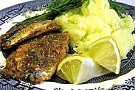 Stekt strömming med brynt vitlökssmör